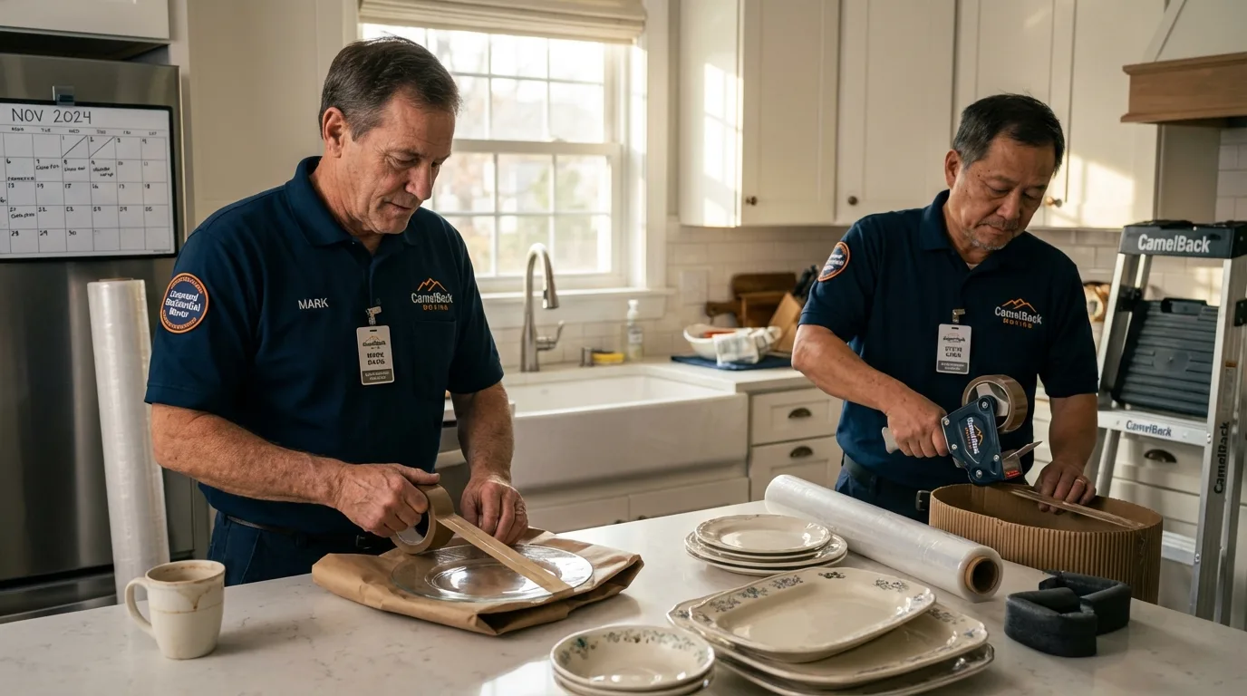 Professional crew packing kitchen dishware in Lamesa, TX